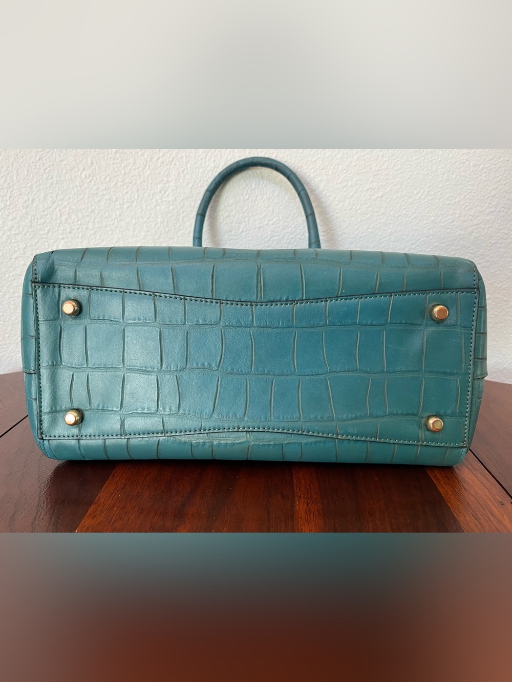 COACH Blake Teal Croc-Embossed Leather Carryall Satchel F37099 - Picture 6 of 13